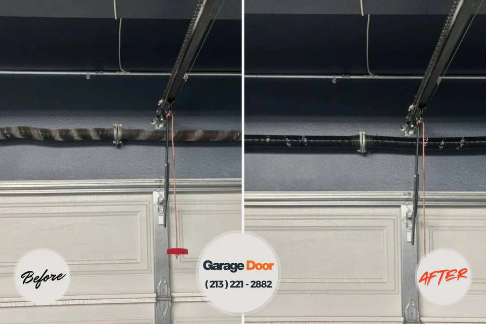 Before and after: garage door repair Caney, KS